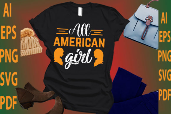 All American Girl: A Versatile Graphic for T-Shirt Designs
