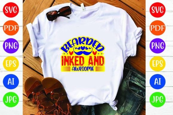 Bearded Inked and Awesome: A Versatile T-Shirt Design