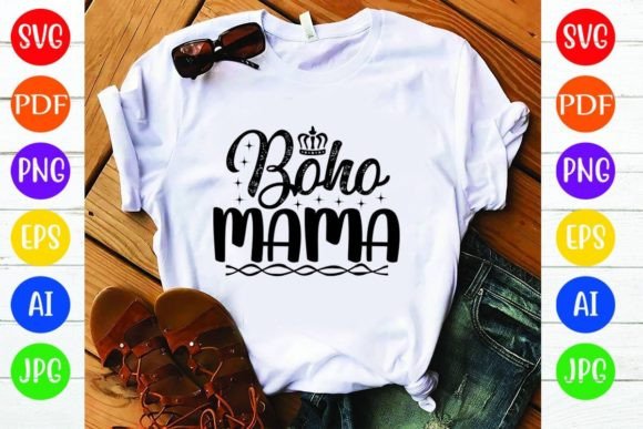 Boho Mama: A Versatile Graphic for T-Shirt Designs
