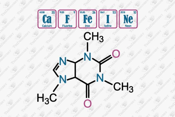Caffeine Molecule Coffee Lover Svg for T-Shirt Designs and Graphics