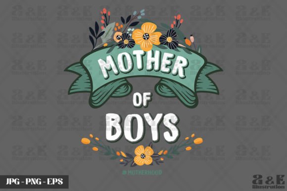 Floral Mother of Boys Baby Shower Graphics for T-Shirt Designs