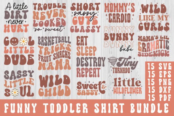 Retro Toddler Funny Kids SVG Bundle for T-Shirt Designs
